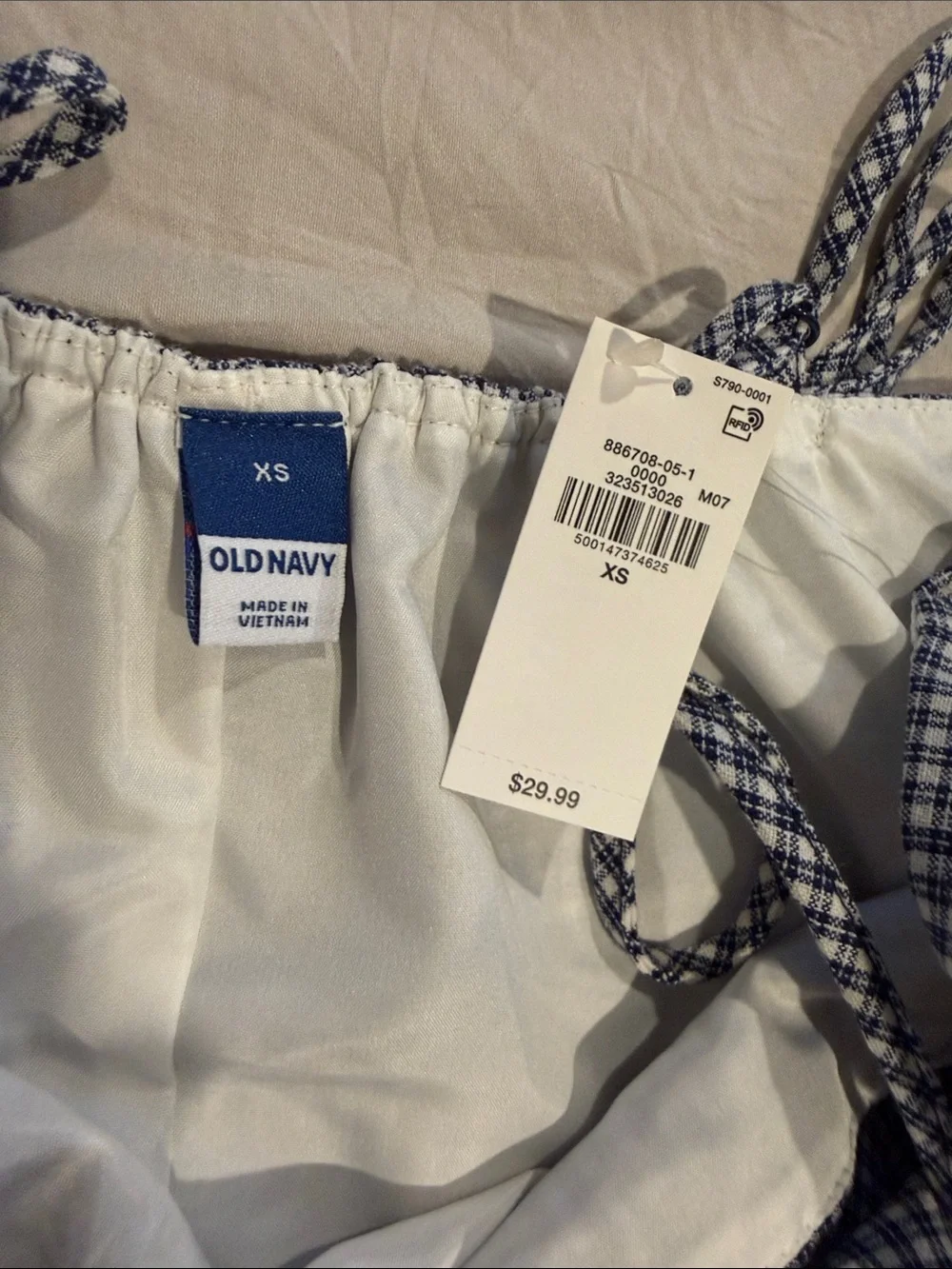 Old Navy Blue Gingham Spaghetti-Strap Mini Dress - Picture 2 of 3